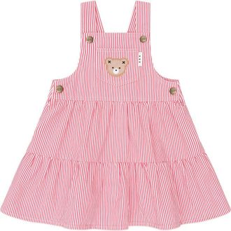 Huxbaby Classic Stripe Tiered Pinafore in Geranium/Almond Milk at Nordstrom, Size 6-12M Au