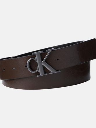 Calvin Klein Jeans Lederg&uuml;rtel CALVIN KLEIN JEANS MNGRM PLQ BCKL 35MM, Herren, Gr. 11,5, schwarz (schwarz, delicioso, matte gunmetal), Rindsleder, unifarben, G&uuml;rtel Lede
