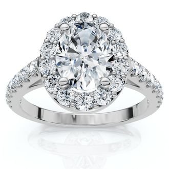 Pompeii3 Platinum 1 1/2 Ct Oval Diamond Halo Engagement Ring Lab Grown