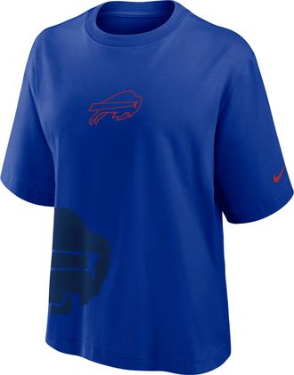 Nike Buffalo Bills Boxy Nike Womens NFL T-Shirt in Blue | 01CM4DA81-KK1