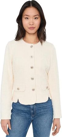 Liverpool L.A. Collarless Jacket With Scallop Detail Womens Jacket Cream Boucle : MD, Cotton/Elastane/Polyester