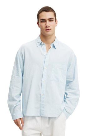 Cotton On Mens Eli Long Sleeve Shirt in Textured Summer Blue at Nordstrom, Size Xx-Large
