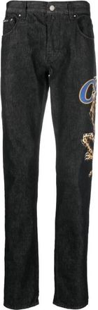Roberto Cavalli Logo Embroidered Straight-Leg Jeans, Waist Size 38