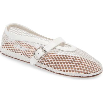 Alaia Fishnet Ballerina Flat in Blanc Optique at Nordstrom, Size 10.5Us