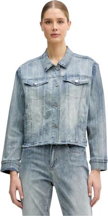 Joseph Ribkoff Jassen, Dames, Blauw, XS, Denim, Denim Jas Met Strass