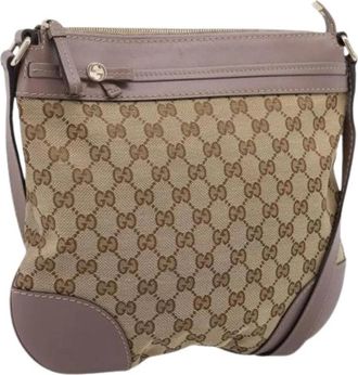 Gucci Pre-owned Vintage GG Canvas Shoulder Bag - Dames - Vintage Schoudertas - Beige - ONE Size - Leer - Vintage