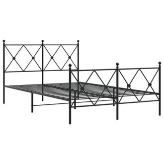 Berkfield Home Metal Bed Frame without Mattress with Footboard Black 120x200cm | Size: Small Double
