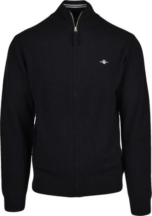 GANT Black High Collar Zip Wool Cardigan