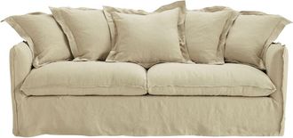 Maisons du monde Sofá de 3/4 plazas de lino lavado cuerda