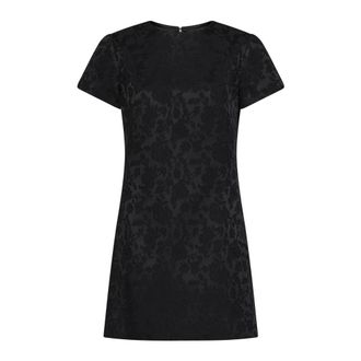 Saint Laurent Kleedjes, Dames, Zwart, S, Katoen, Cassandre Jacquard Short Dress