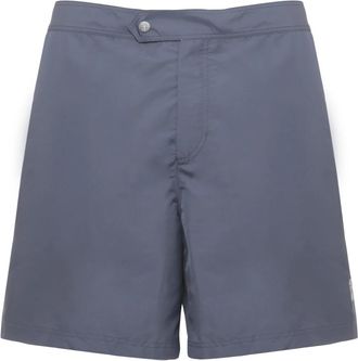 Brunello Cucinelli Tabbed Waistband Piping Zwemshorts - Heren - Strandmode - Blauw - L - Denim - Badmode