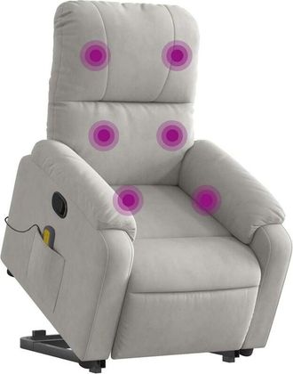 vidaXL Vidaxl - Sill&oacute;n Reclinable De Masaje Elevable Tela Microfibra Gris Claro