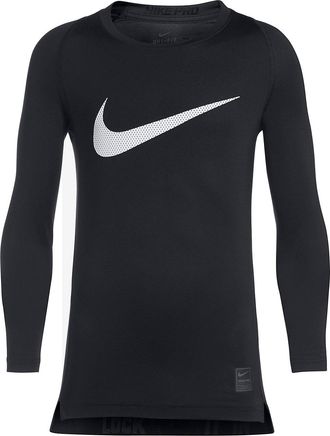 Nike Front Swoosh Long Sleeves Tee Black White 726460-010