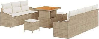 vidaXL Conjunto De Sof&aacute; De Jard&iacute;n Con Coj&iacute;n 10 Pcs Beige Polirat&aacute;n Vidaxl