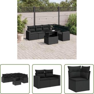 vidaXL Cuscini per divano - Set Divani da Giardino con Cuscini 7pz Nero Polyrattan