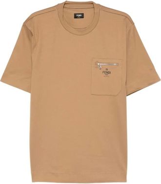 Fendi Hombre, Camisetas, Marrón, Talla: XL