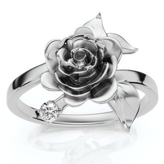 Pompeii3 Rose and Diamond Engagement Ring 14k Gold Lab Grown