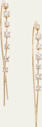 Lana Jewelry 14K Gold Solo Mini Narrow Upside Down Hoop Earrings with Diamonds, 41mm