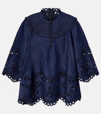 Zimmermann Mahon broderie anglaise denim top