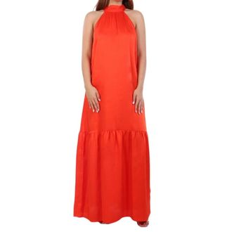 Liu Jo Lange Satijnen Jurk - Dames - Maxi kleedjes - Rood - S - Satijn - Kleedjes