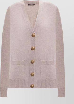 Balmain short knit cardigan with ribbed accents