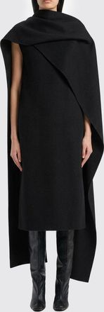 Khaite One-Shoulder Midi Dress in Virgin Wool and Silk Blend with Scarf Neck