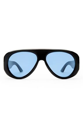 Le Specs Dream Boat 57mm Aviator Sunglasses in Black /Blue Mono at Nordstrom