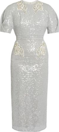 Erdem Abito midi girocollo - Grigio