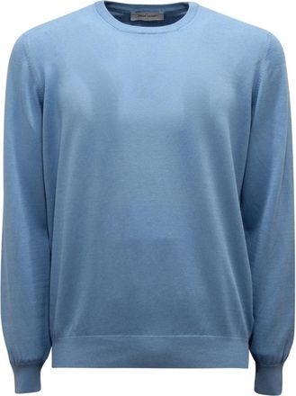 Gran Sasso Maglione Cotton Sweater - Heren - Ronde hals truien - Blauw - XL - Katoen - Truien & Vesten