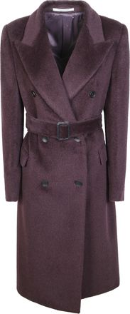 Tagliatore Jole Deep Plum Double-Breasted Alpaca-Blend Coat