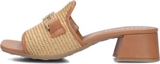 Hispanitas Schoenen, Dames, Beige, 39 EU, Katoen, Beige Raffia Sandalen met Hakken