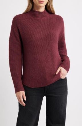 Caslon Shirttail Mock Neck Sweater in Burgundy Tannin at Nordstrom Rack, Size Xx-Small