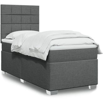 vidaXL Cama Box Spring Con Colch&oacute;n Tela Gris Oscuro 90x190 Cm Vidaxl