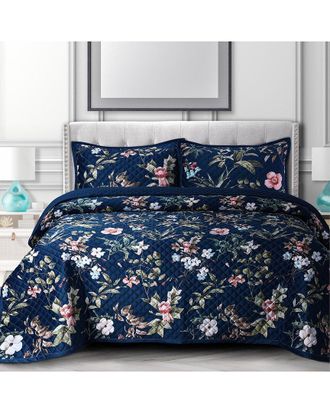 Tribeca Living Calla Velvet Oversized Quilt Set