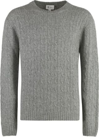 THE (ALPHABET) Kabelgebreide Kasjmier Trui - Heren - Cashmere truien - Grijs - XL - Kasjmier - Truien & Vesten