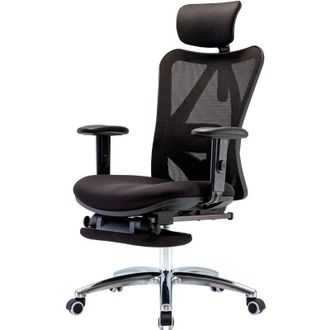Hhg sihoo poltrona ufficio ergonomica regolabile supporto lombare 150kg tessuto con poggiapiedi nero