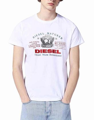 Diesel Mens DIESEL Mens T Shirts T LOGYS HEMD Crew Neck - White - Size: 36
