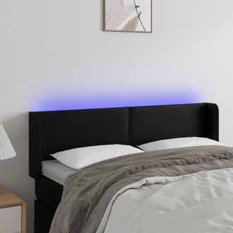 vidaXL Cabecero Con Led Cuero Sint&eacute;tico Negro 147x16x78/88 Cm Vidaxl