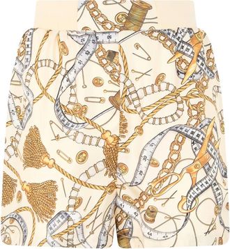 Moschino Korte Broeken, Dames, Beige, S, Leer, Gecorsetteerde Shorts met Hoge Taille