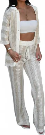 Seven Wonders Womens Ziggy Crochet Pant In White/sand