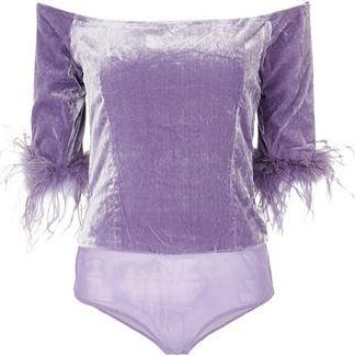 8 by YOOX VELVET OFF-SHOULDER BODYSUIT