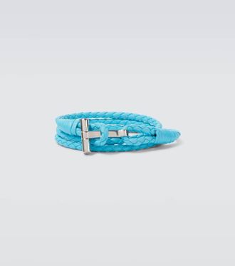 Tom Ford T braided leather bracelet