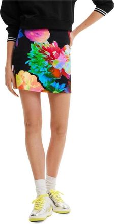 Desigual Levendige Bloemenprint Casual Rok - Dames - Korte rokken - Veelkleurig - M - Polyester - Rokken