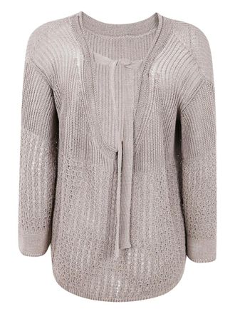 Max Mara knitted open-back sweater - women - Cotton/Polyamide - S - Neutrals