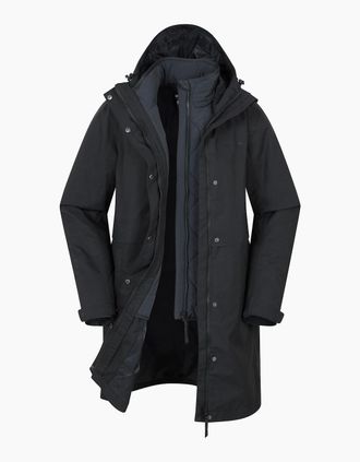 Mountain Warehouse Womens Mountain Warehouse Womens/Ladies Luna 3 in 1 Long Waterproof Jacket - Black - Size: 16