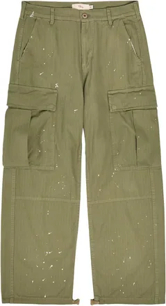 Cherry Los Angeles Paint-effect Wide-leg Cargo Trousers - Green - 36 (W36 / XL)