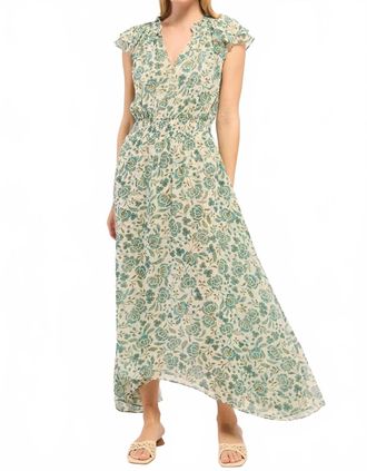 Misa Mariposa Ruffle Sleeve Maxi Dress In Azure Floral