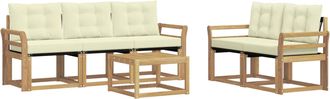 vidaXL Conjunto De Sof&aacute;s De Exterior 6 Uds. Blanco Y Crema Vidaxl
