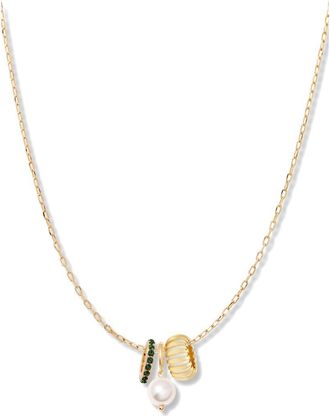 Brook & York Gaby Faux Pearl & Birthstone Multipendant Necklace in Gold/May at Nordstrom