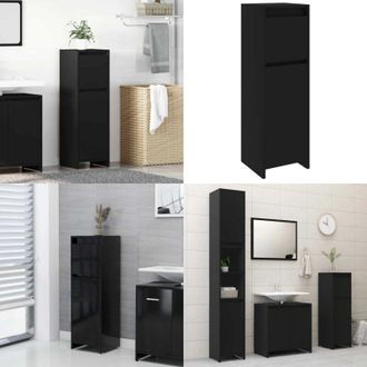 vidaXL Mobile da Bagno Nero 30x30x95 cm in Legno Multistrato - Armadio da bagno nero - Armadio da bagno in legno